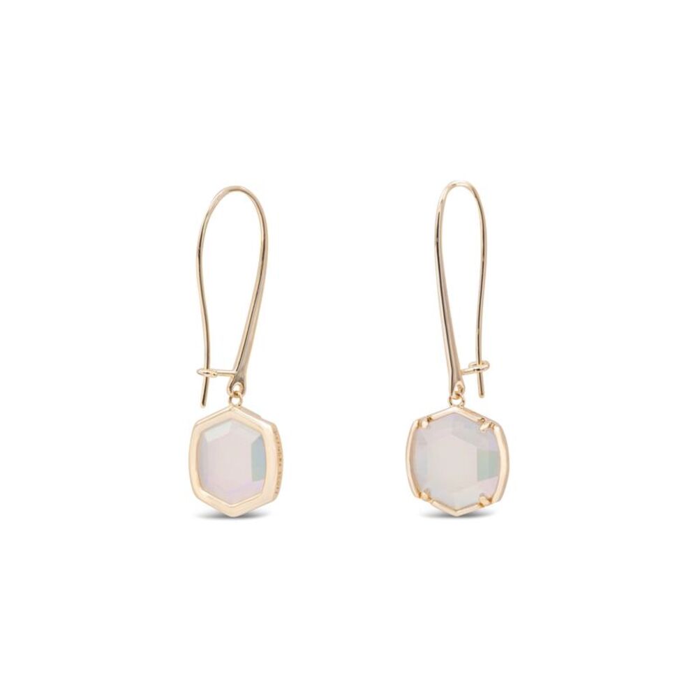 Kendra Scott Davis Gold Drop Earrings In Iridescent Opalite